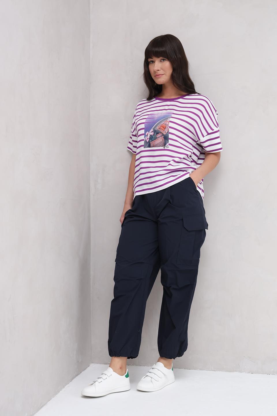 Футболка Oui в полоску с принтом