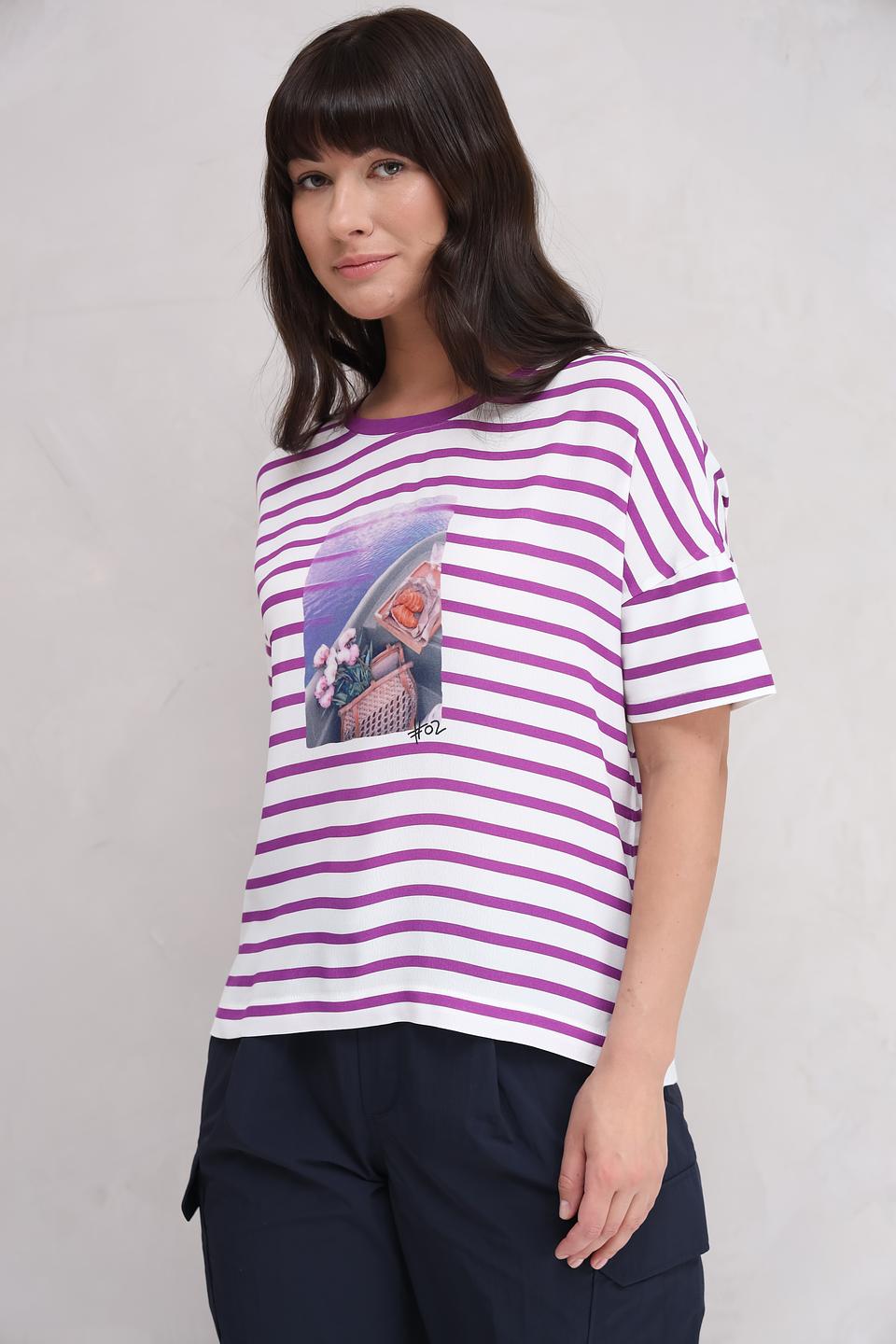 Футболка Oui в полоску с принтом