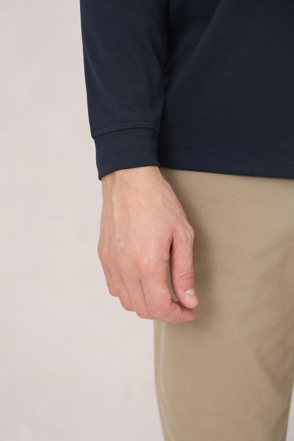 Поло Casa Moda men темно-синее с длинным рукавом