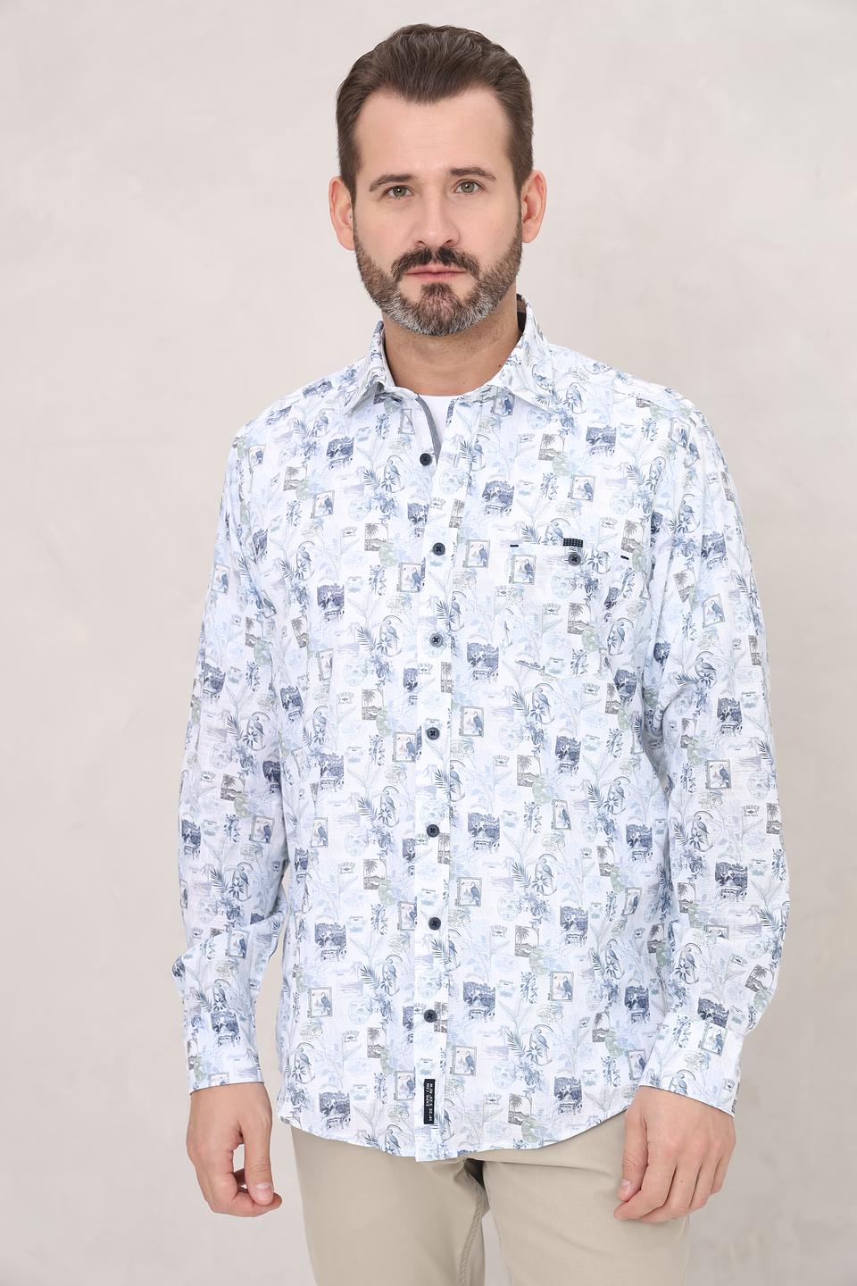 Рубашка Casa Moda с принтом голубой