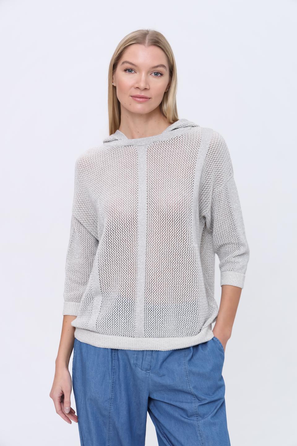 Пуловер Pezzo с капюшоном серый