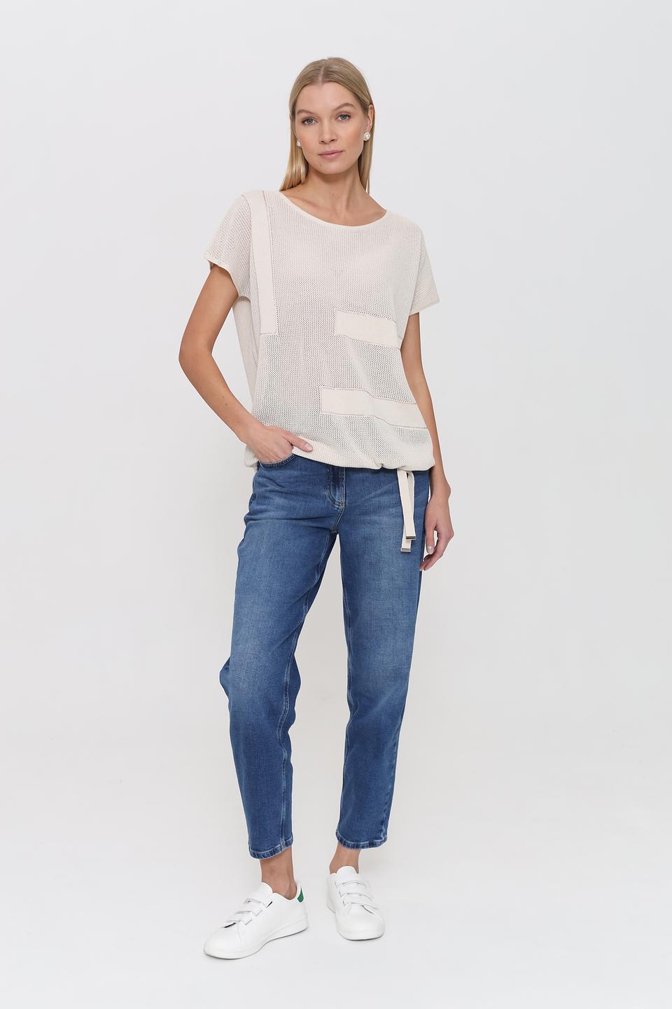 Пуловер Pezzo с вставками бежевый