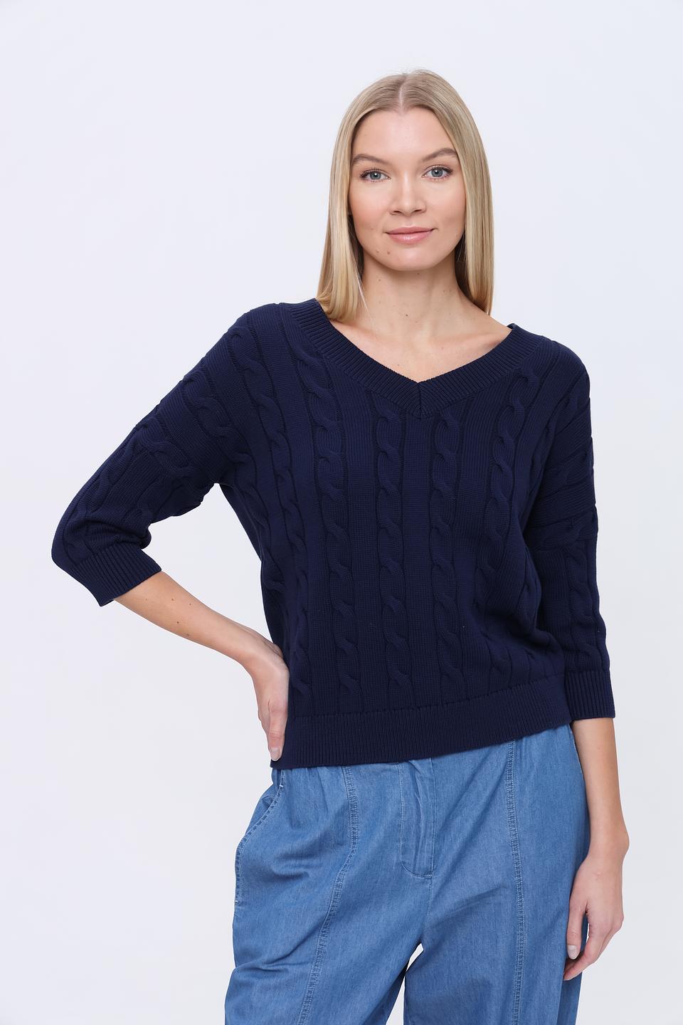 Пуловер Pezzo вязаный тёмно-синий