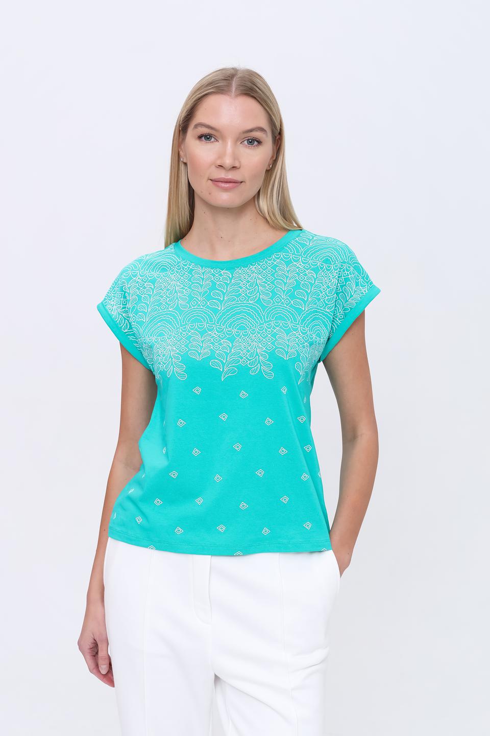 Футболка Pezzo с вышивкой бирюзовая