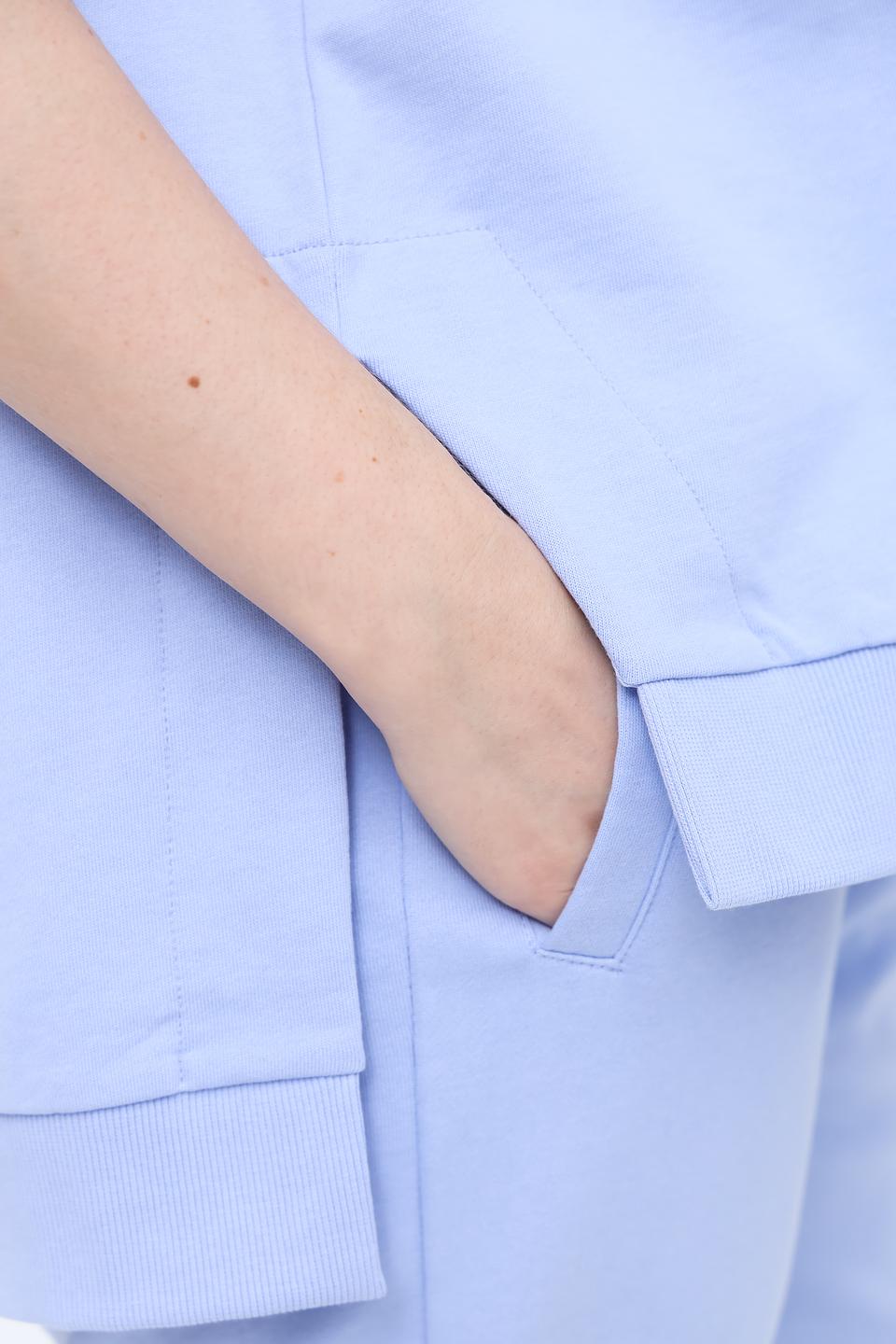 Пуловер Pezzo голубой с капюшоном