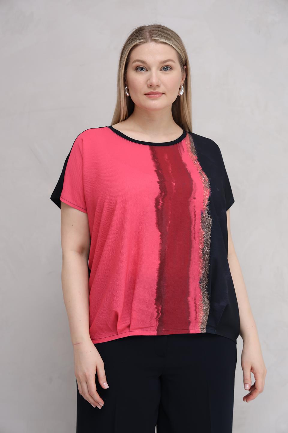 Блуза Samoon с принтом кораллово-черная