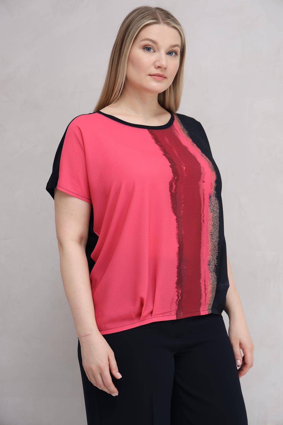 Блуза Samoon с принтом кораллово-черная