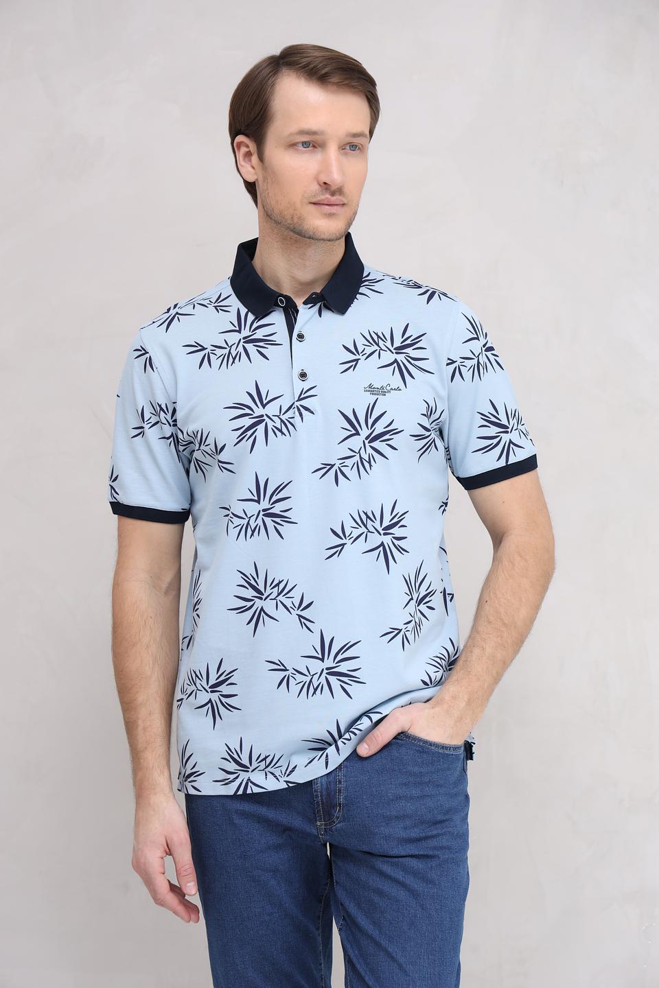 Поло Monte Carlo с принтом голубой