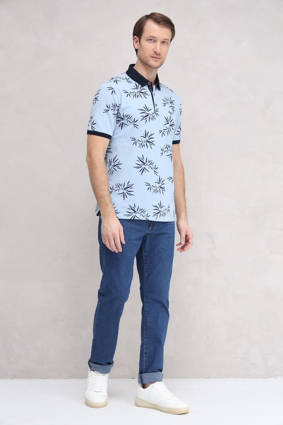 Поло Monte Carlo с принтом голубой