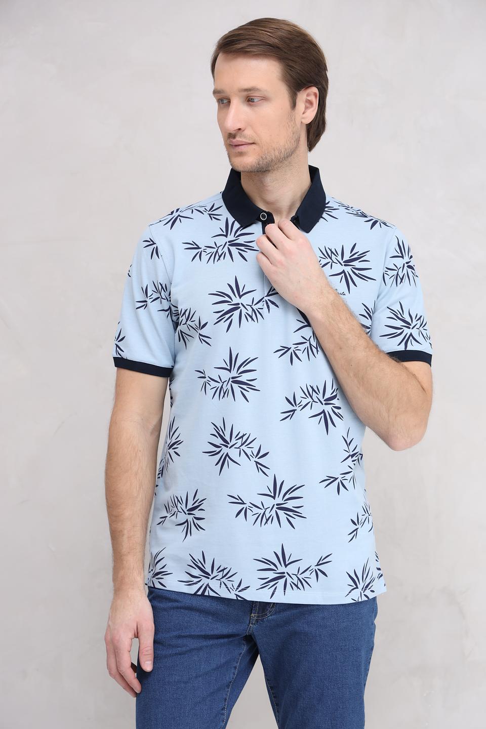 Поло Monte Carlo с принтом голубой