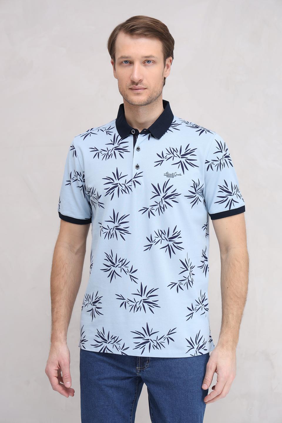 Поло Monte Carlo с принтом голубой