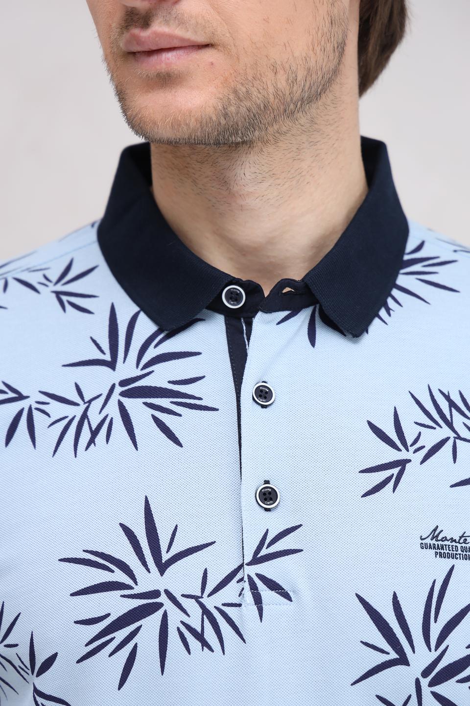 Поло Monte Carlo с принтом голубой