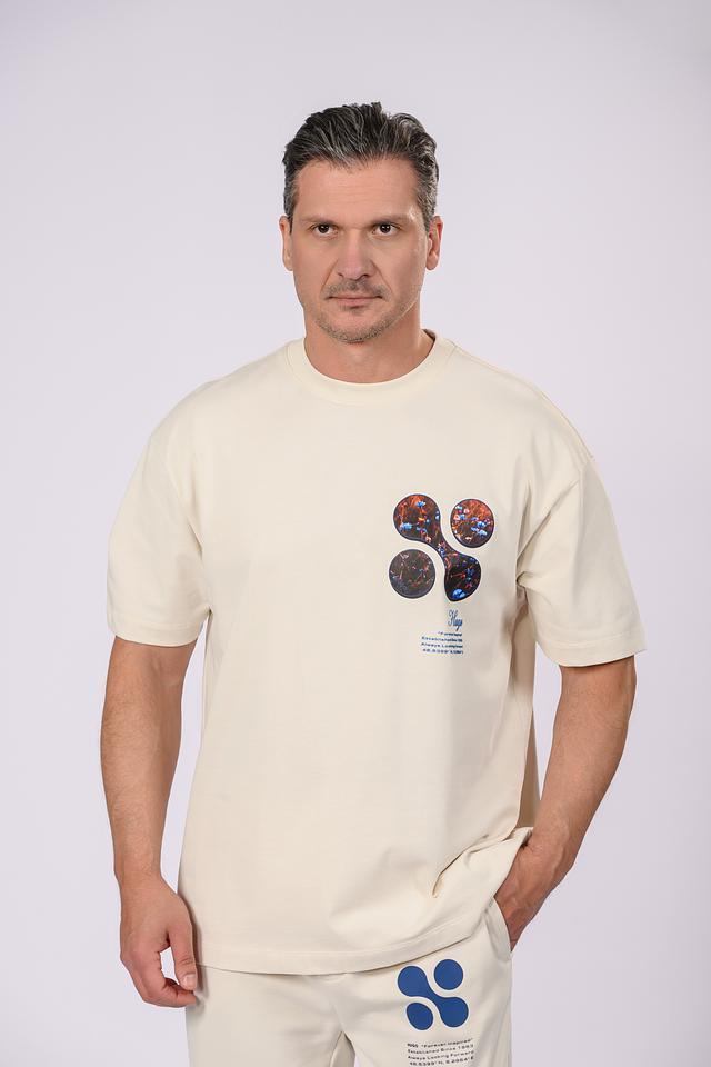 Футболка Hugo с принтом бежевая