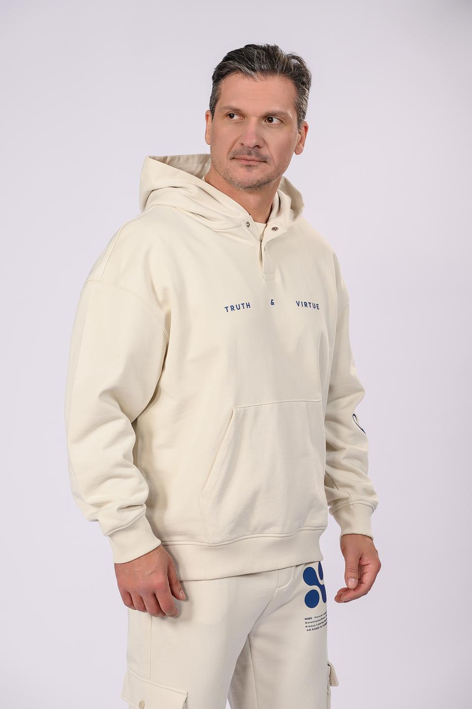 Толстовка Hugo с принтом бежевая
