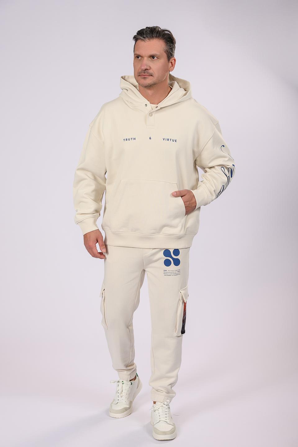 Толстовка Hugo с принтом бежевая