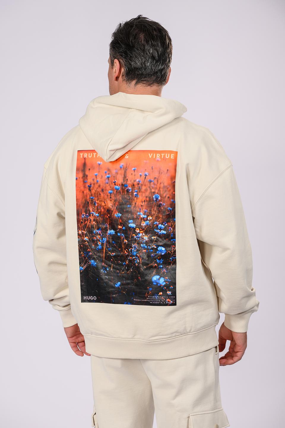 Толстовка Hugo с принтом бежевая