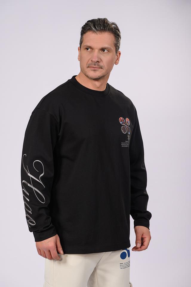 Пуловер Hugo муж. чёрный с логотипом