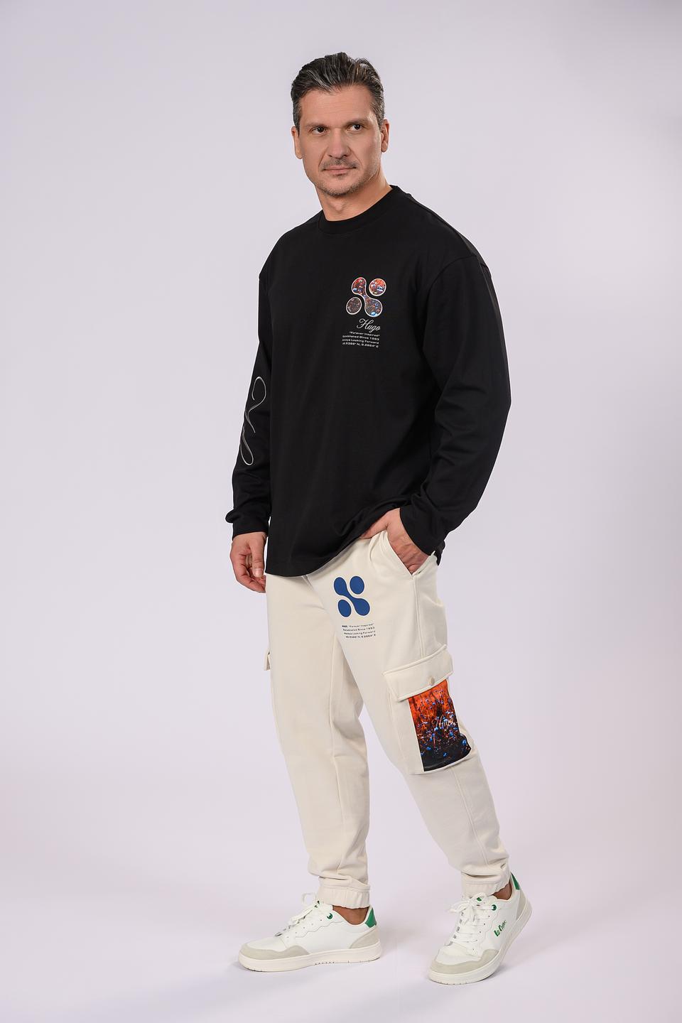 Пуловер Hugo муж. чёрный с логотипом