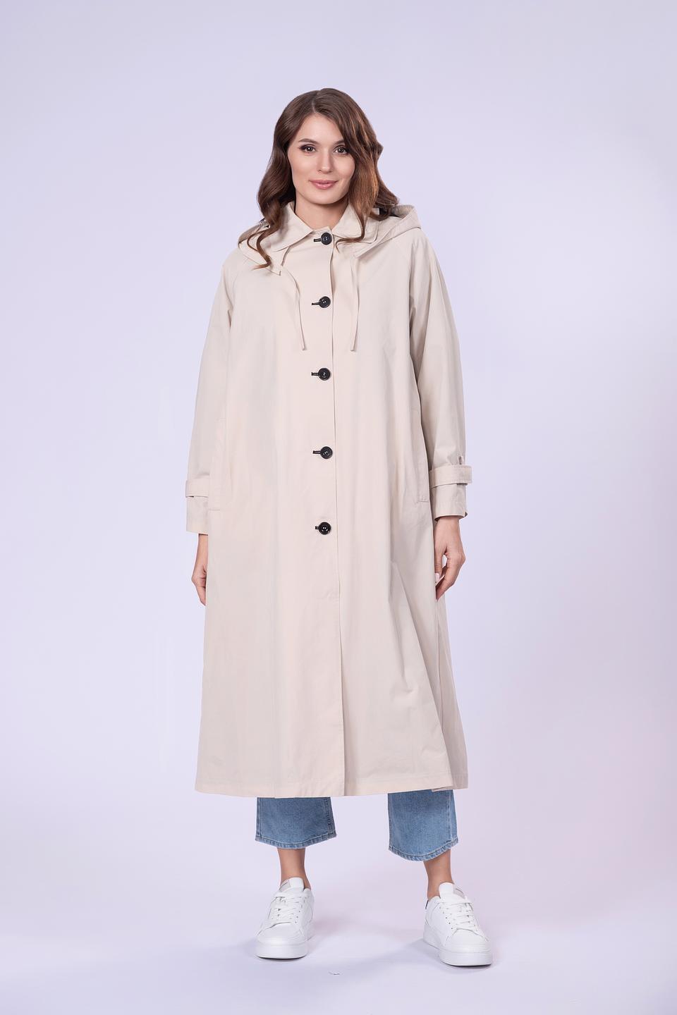 Плащ Hetrego женский бежевый с капюшоном