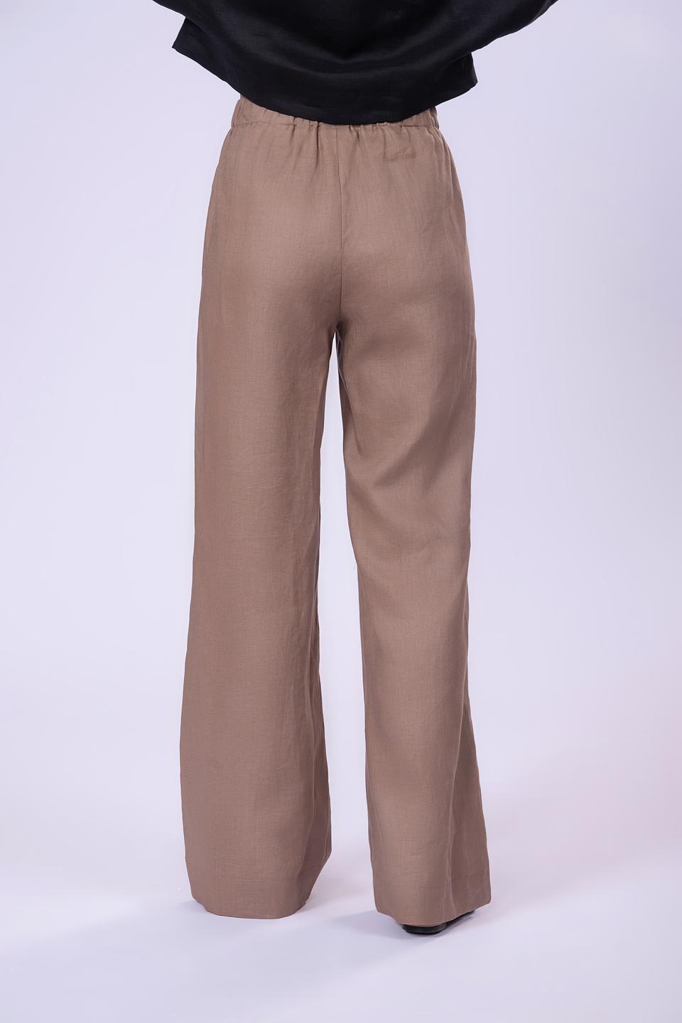 Брюки Shade из льна коричневые