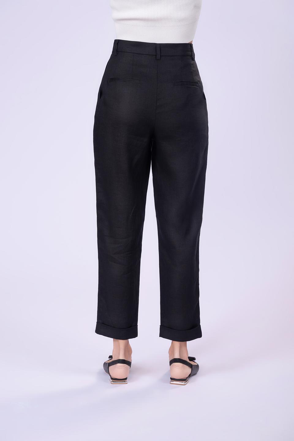 Брюки Shade из льна чёрные