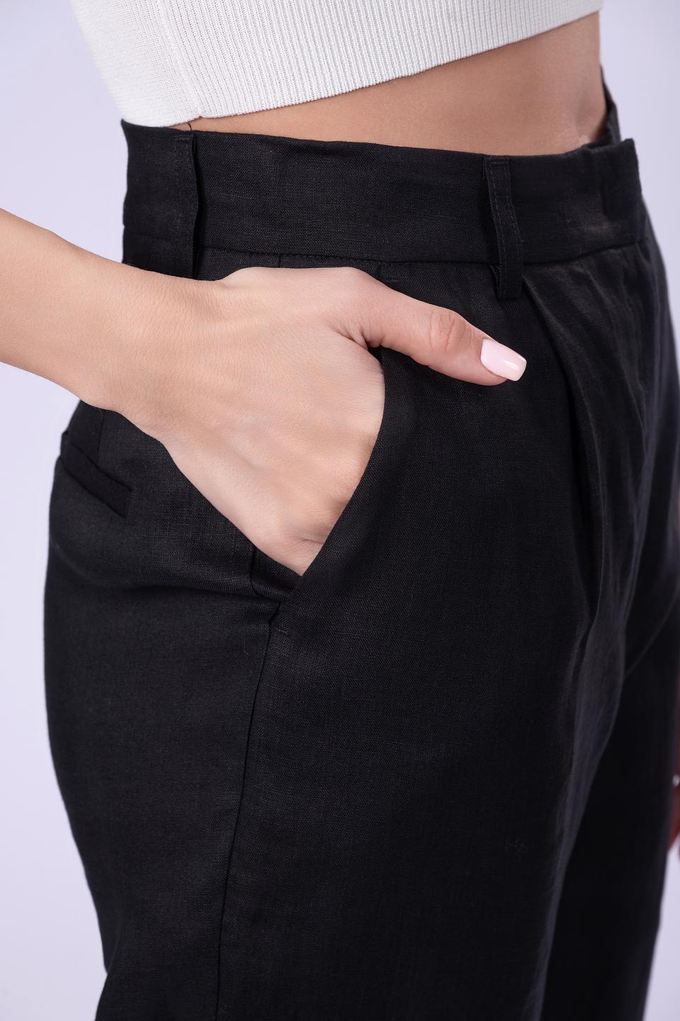 Брюки Shade из льна чёрные