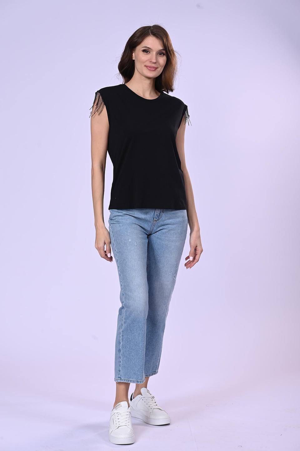 Футболка Liu-Jo с бахромой чёрная