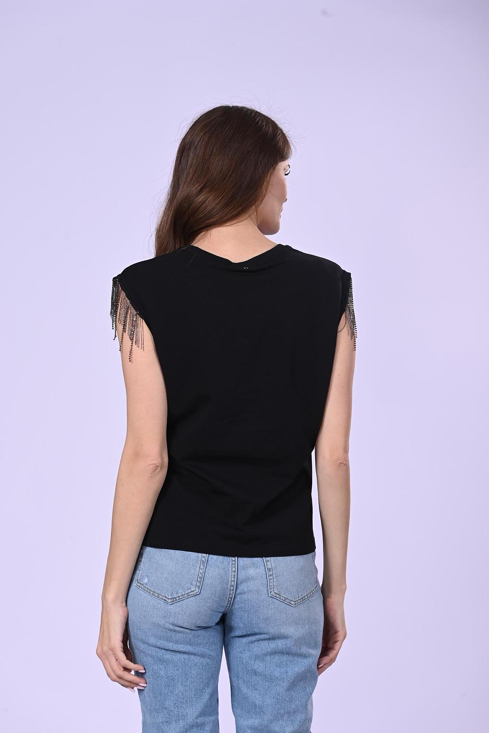 Футболка Liu-Jo с бахромой чёрная