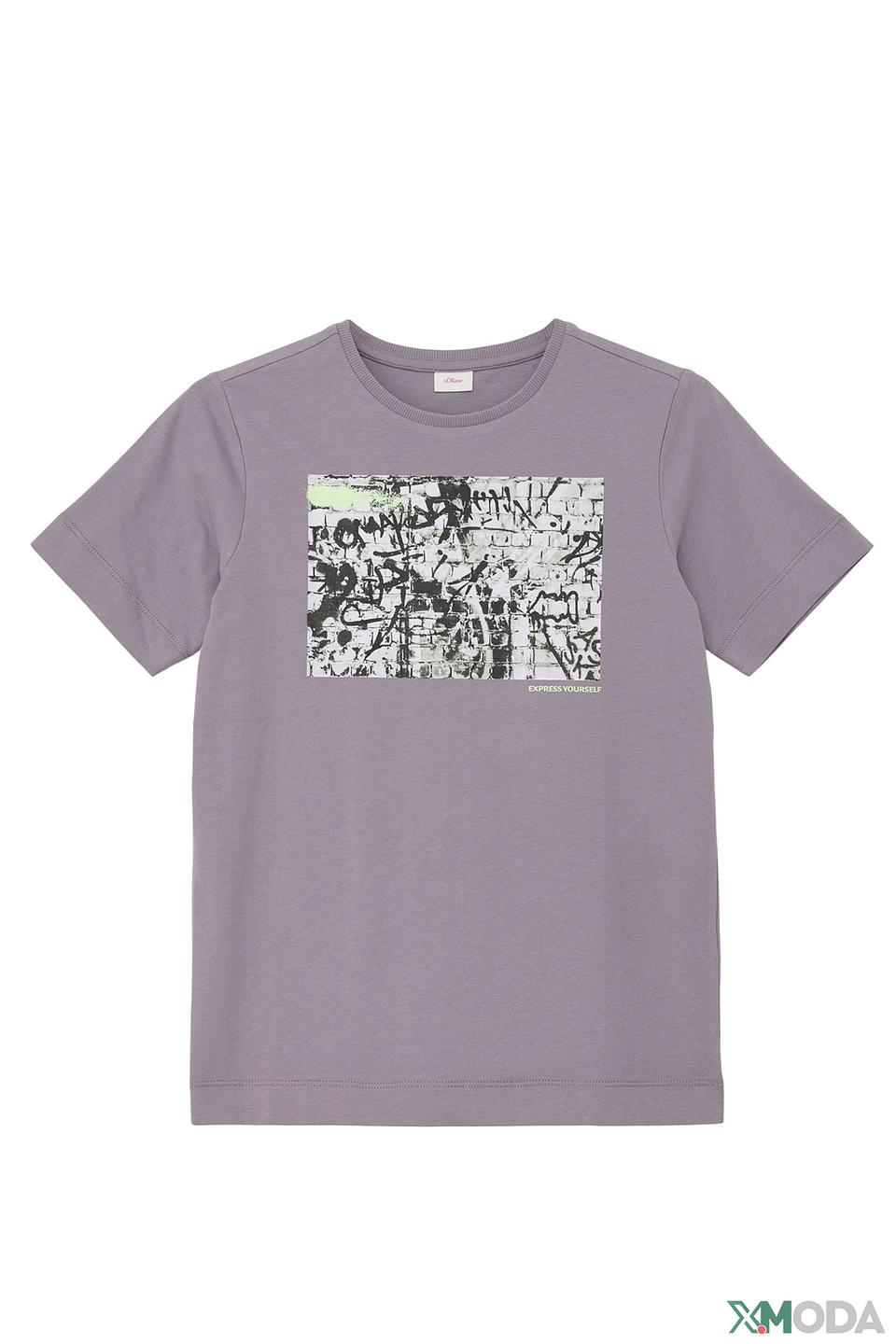 Футболка s.Oliver с принтом светло-серый