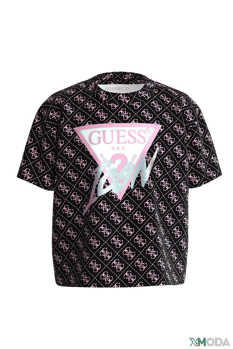 Футболка Guess дев. с логотипом чёрная