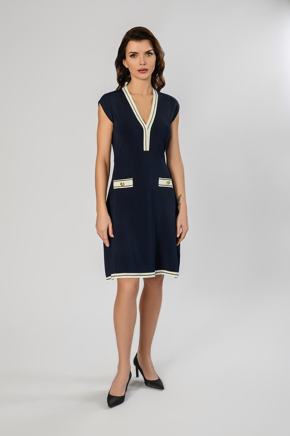 Платье Marciano синее с V-образным вырезом