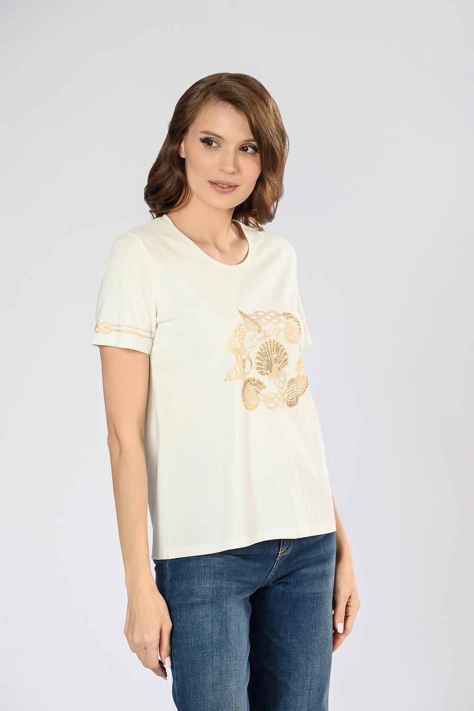Футболка Leo & Ugo с вышивкой бежевая