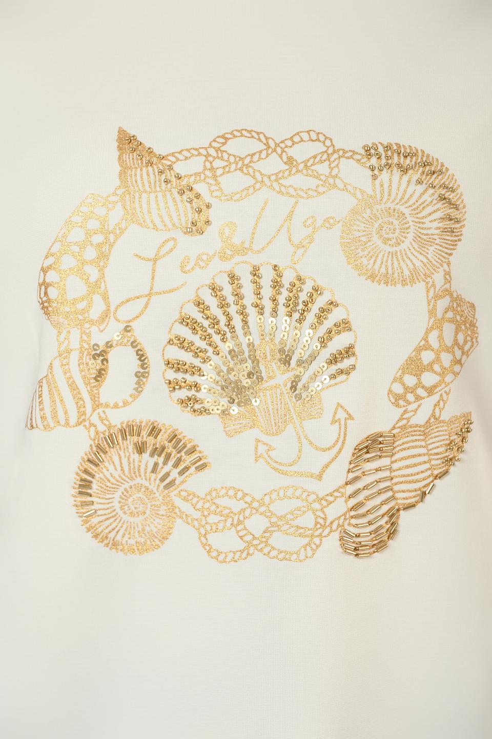 Футболка Leo & Ugo с вышивкой бежевая