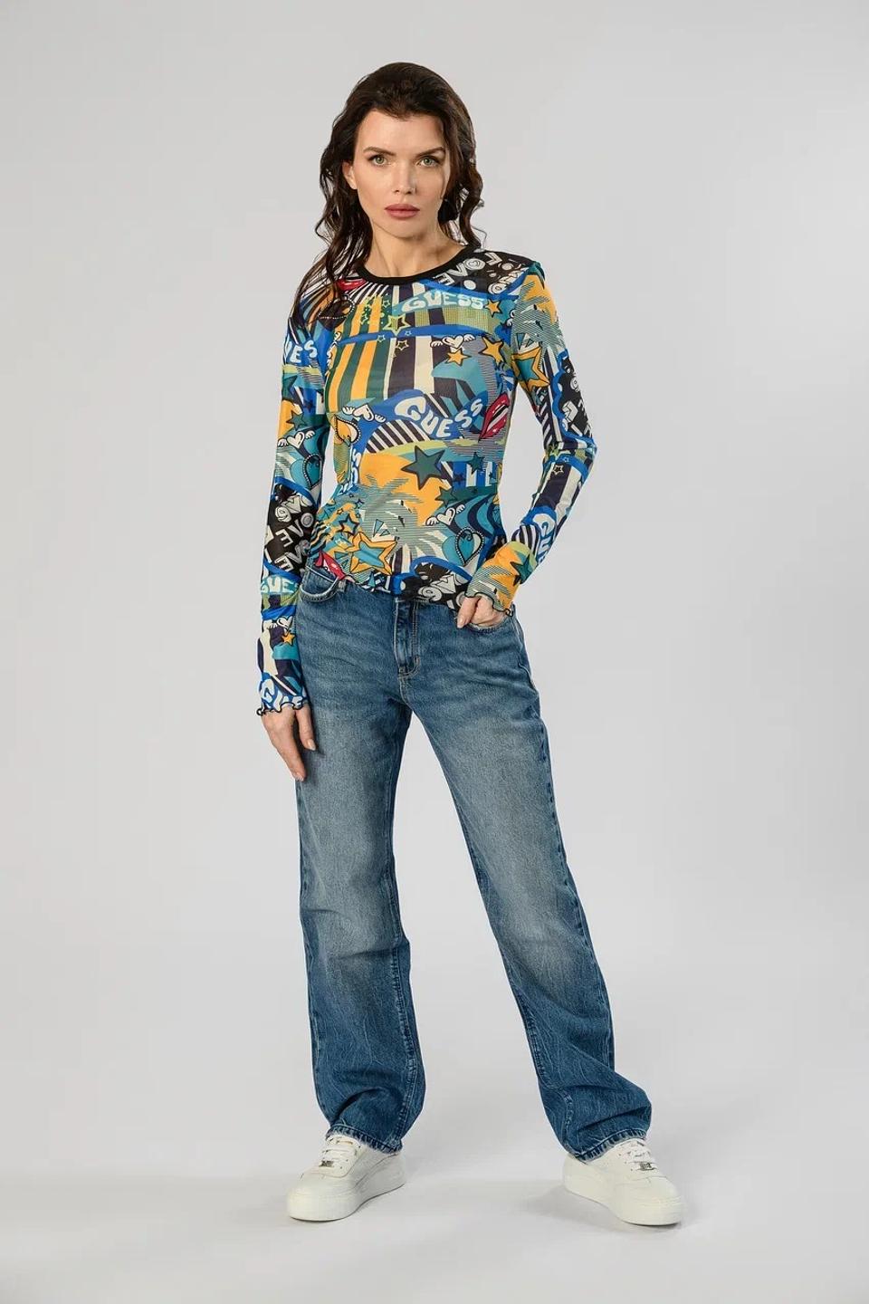 Лонгслив Guess с принтом