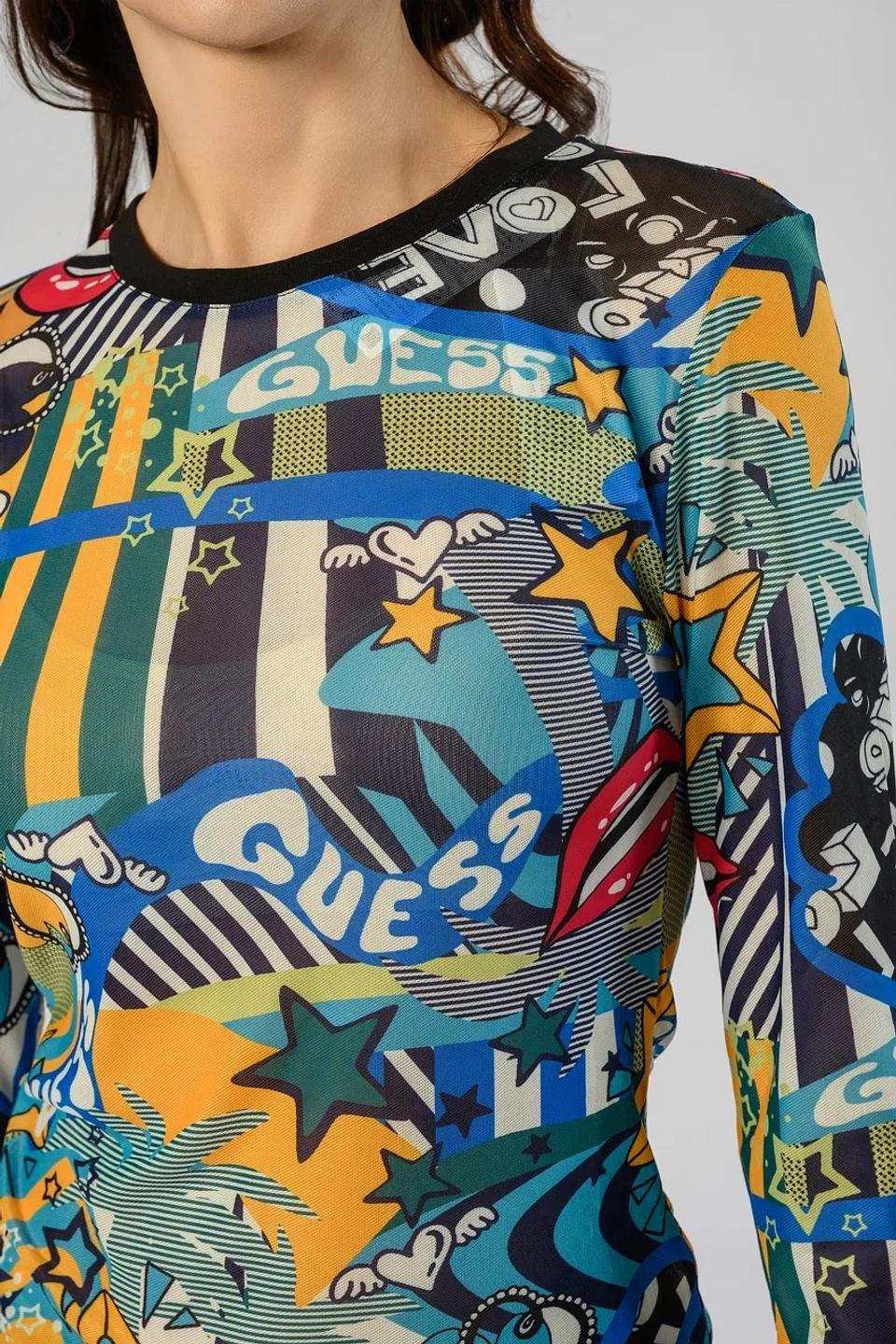 Лонгслив Guess с принтом