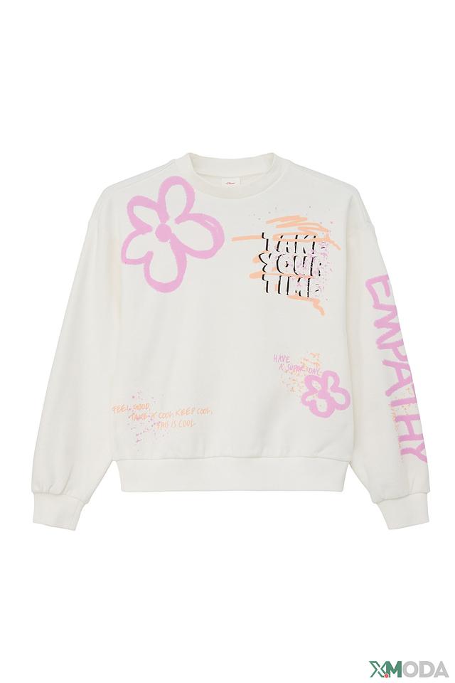 Толстовка s.Oliver дев. с принтом белый