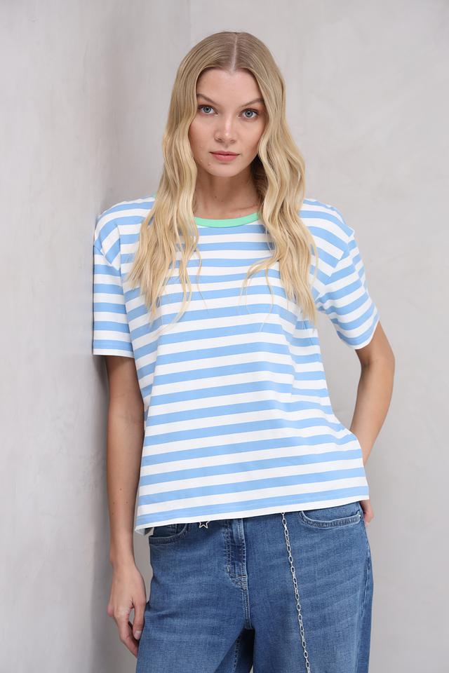 Футболка You Just White в полоску голубую