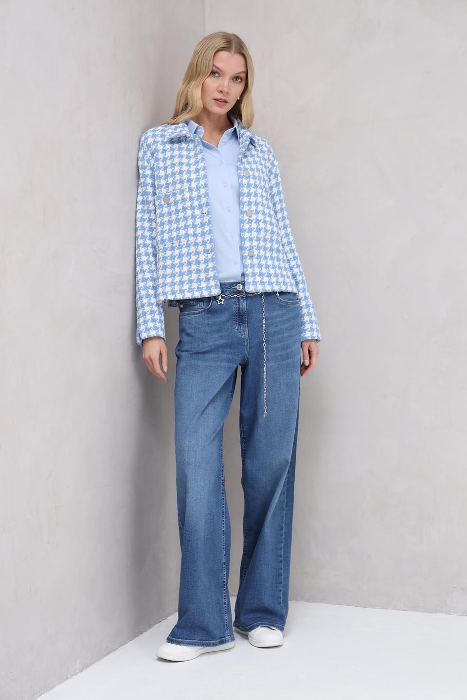 Жакет You Just White в клетку голубой