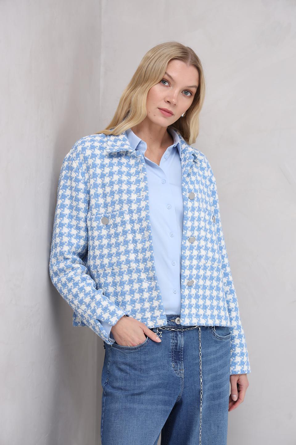 Жакет You Just White в клетку голубой