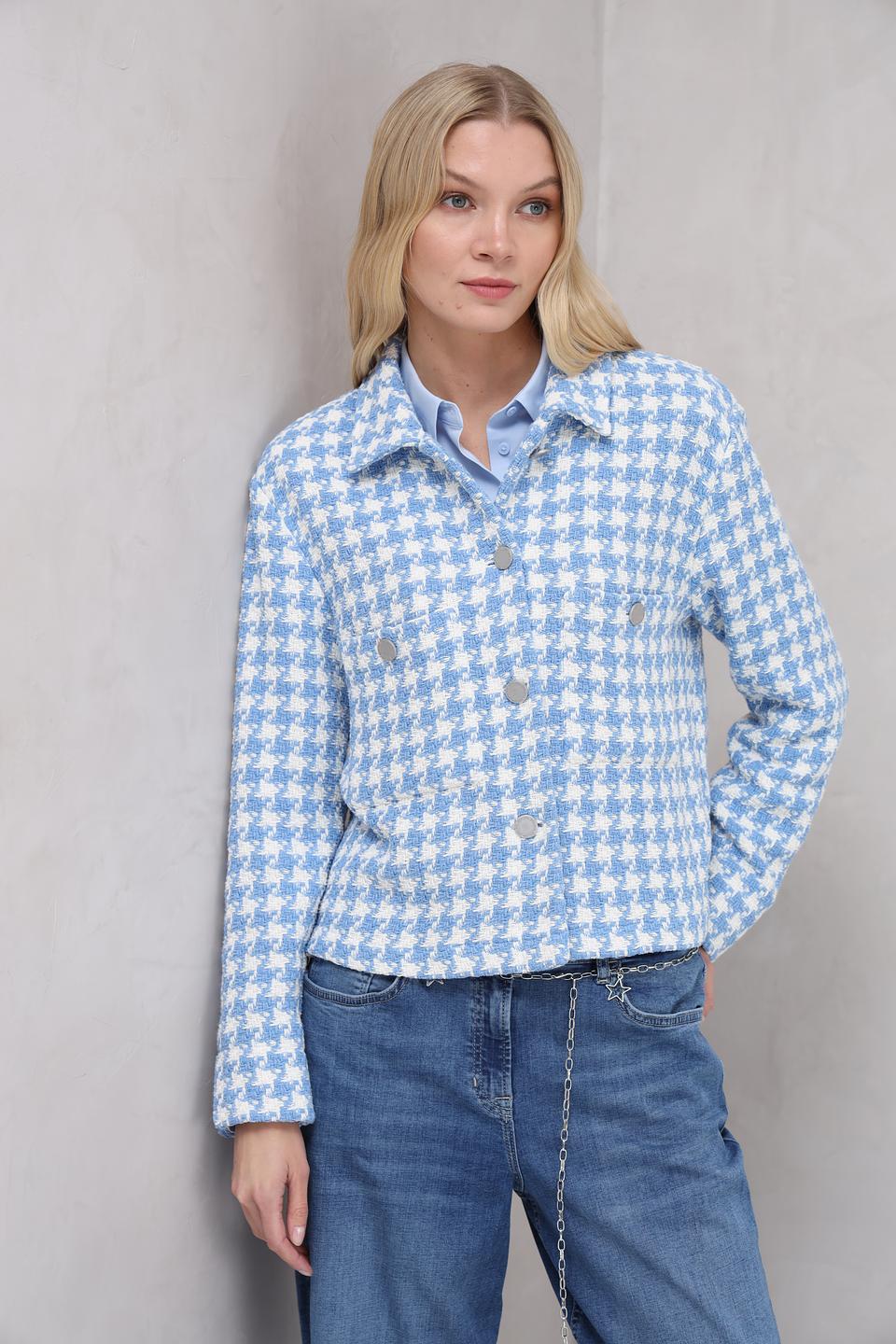 Жакет You Just White в клетку голубой