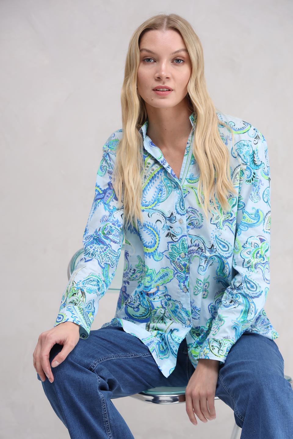 Рубашка SE Stenau с узором пейсли голубой