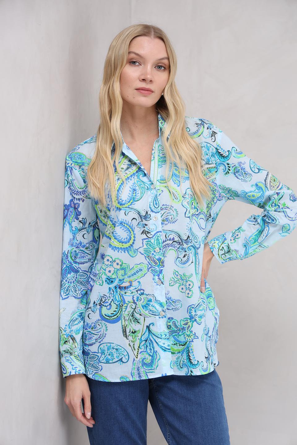 Рубашка SE Stenau с узором пейсли голубой