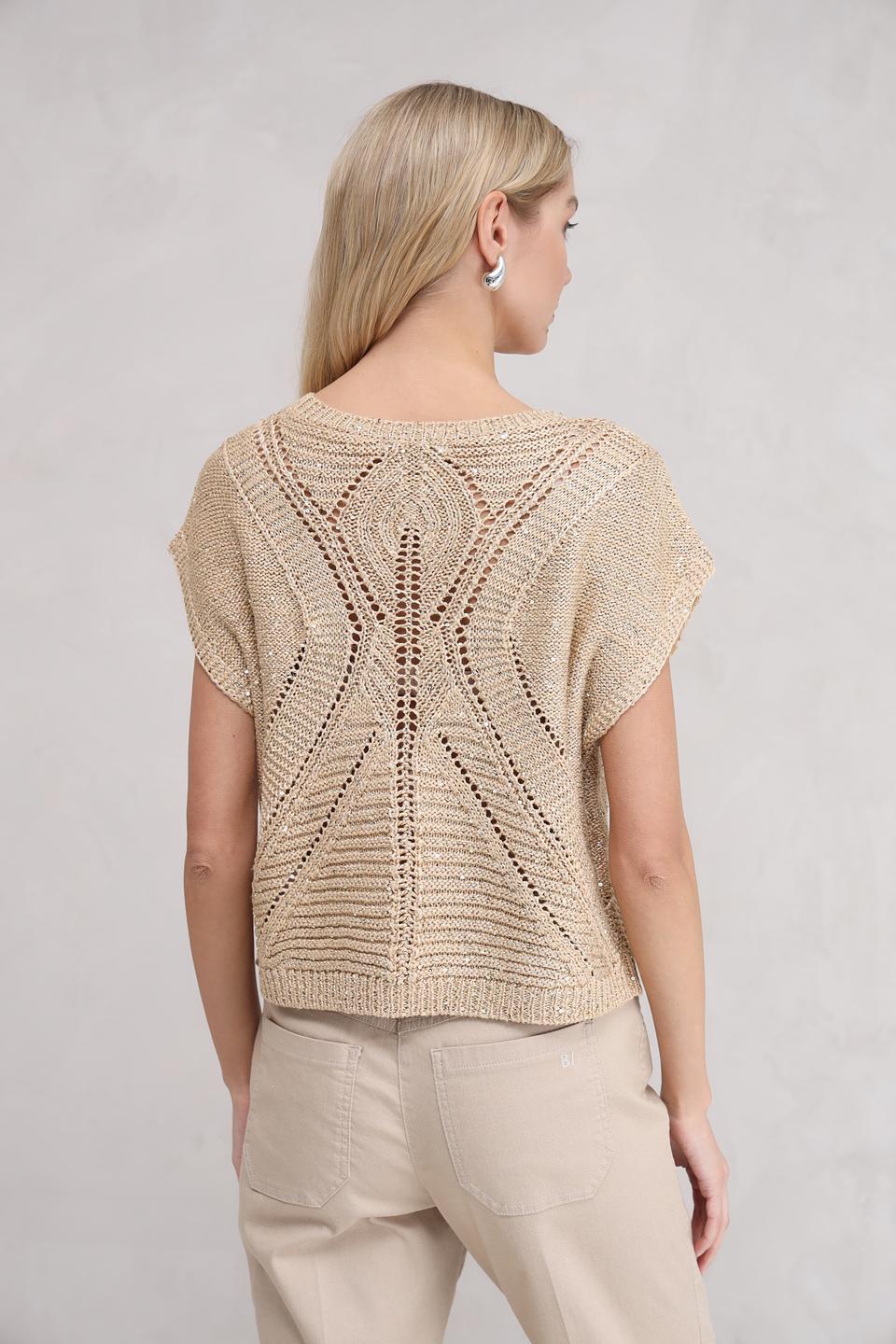Пуловер Taifun с ажурной вставкой бежевый