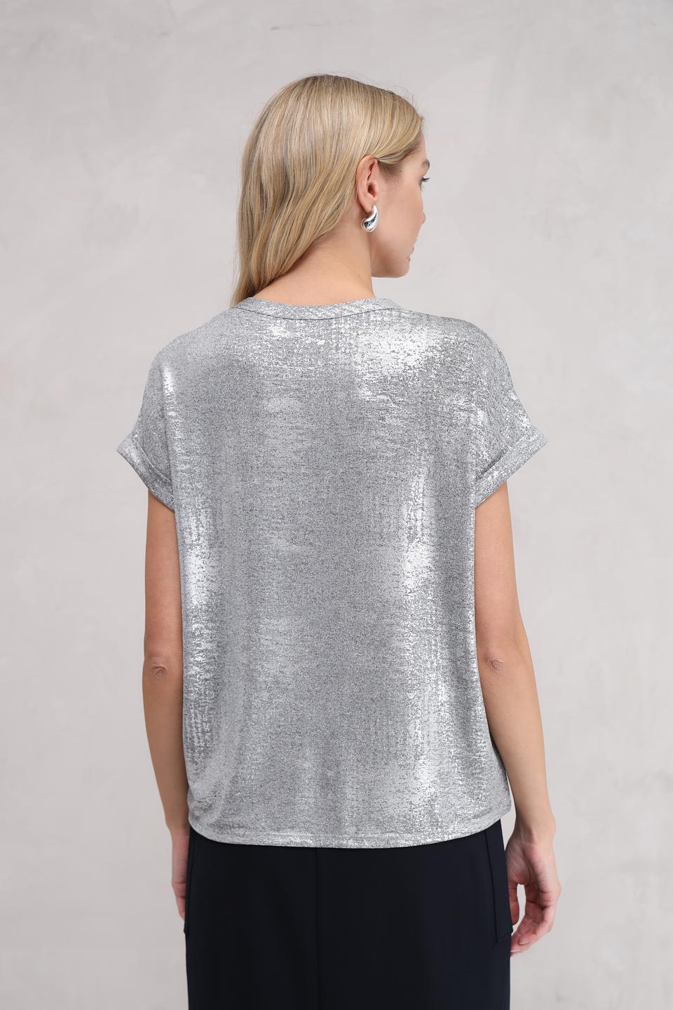 Блуза Monari серебристая с коротким рукавом