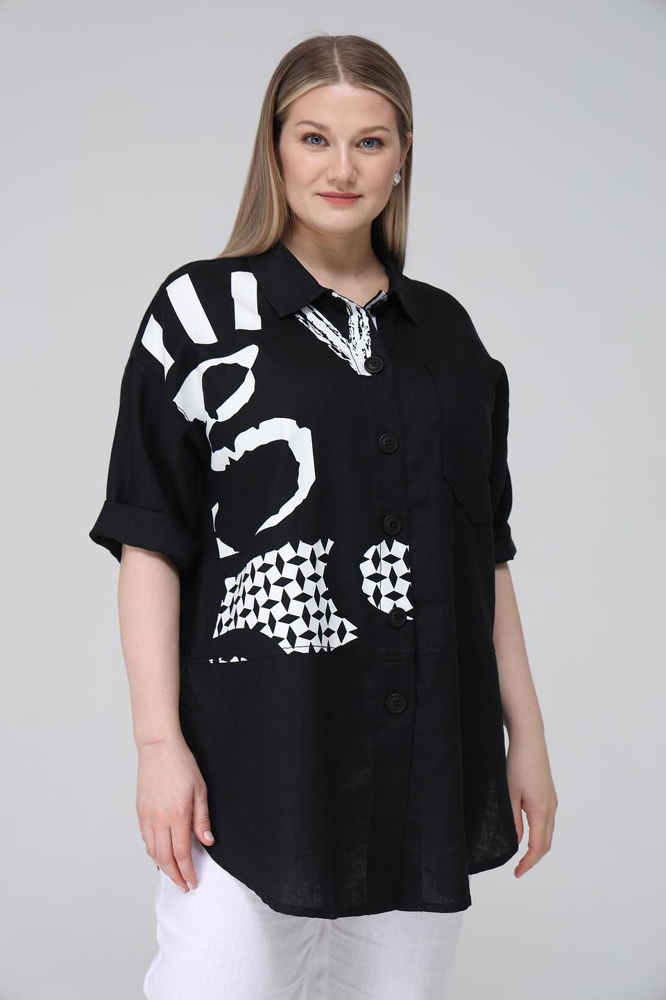 Блуза Doris Streich с принтом чёрная