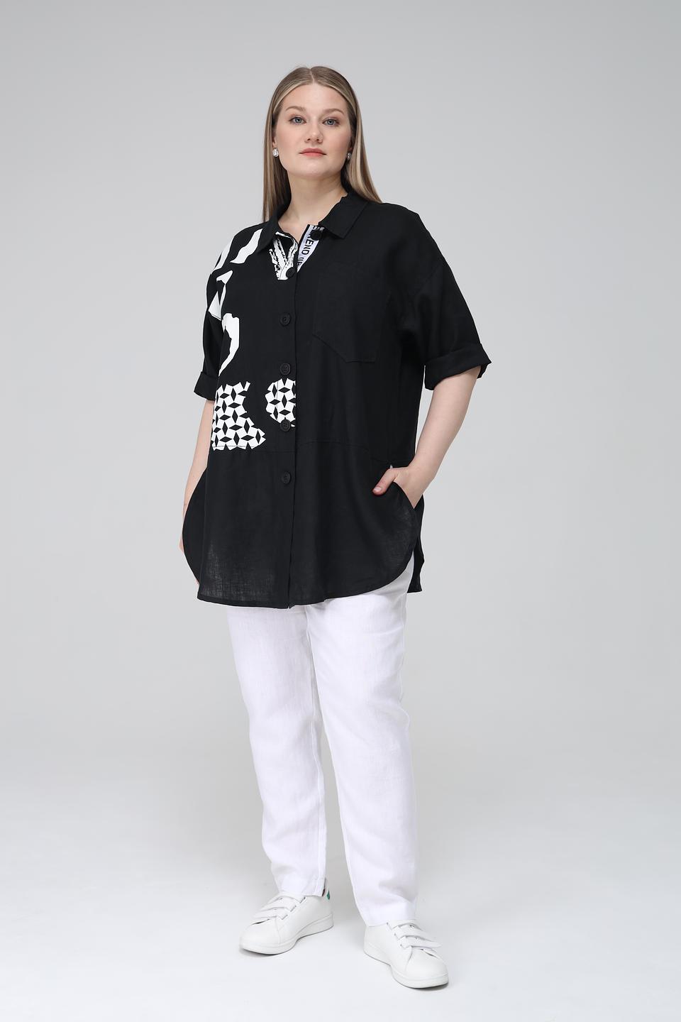 Блуза Doris Streich с принтом чёрная