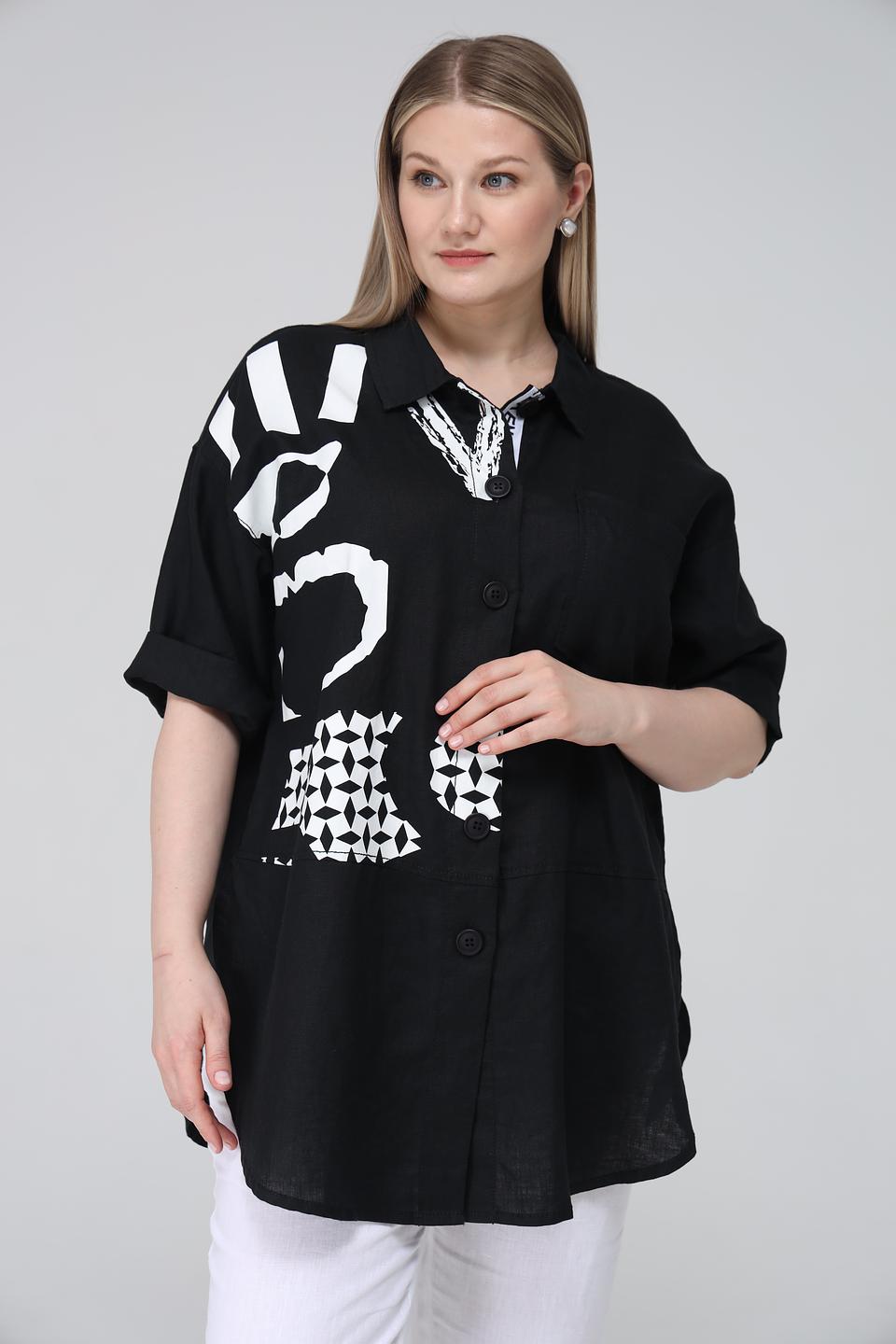 Блуза Doris Streich с принтом чёрная