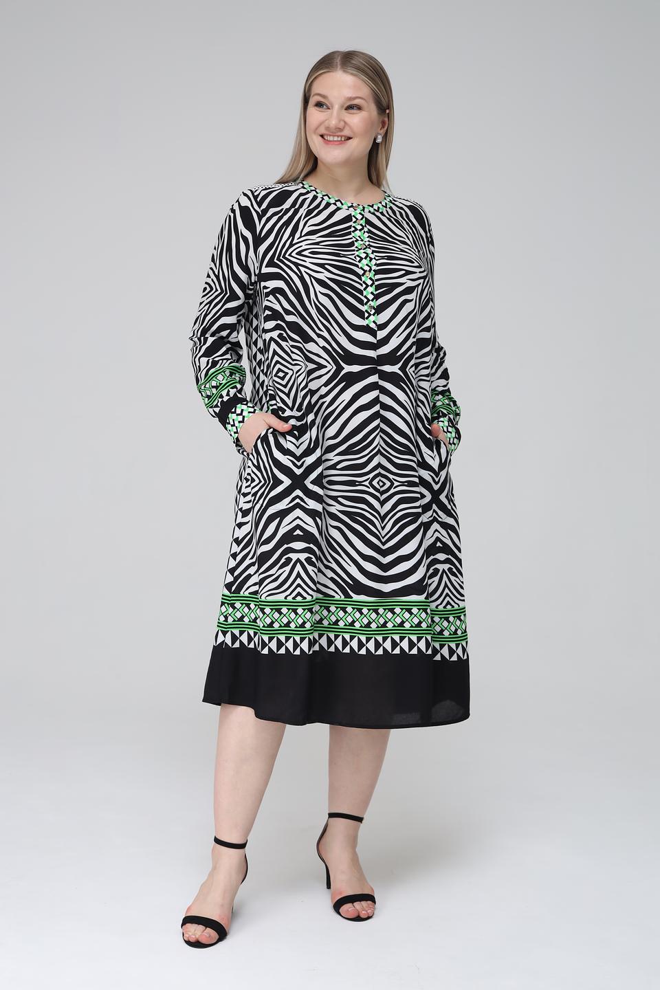 Платье Frapp приталенное зебра