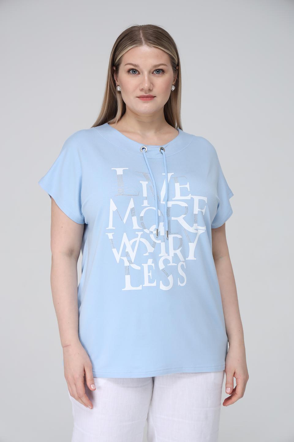 Футболка Doris Streich с принтом голубая