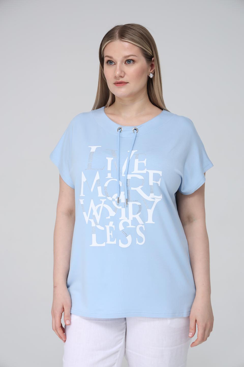 Футболка Doris Streich с принтом голубая